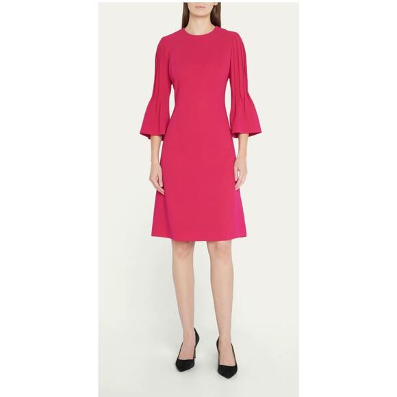 NWT Teri Jon by Rickie Freeman Women's Pink Pleated Sleeve Sheath Dress SZ 14 - Picture 1 of 8